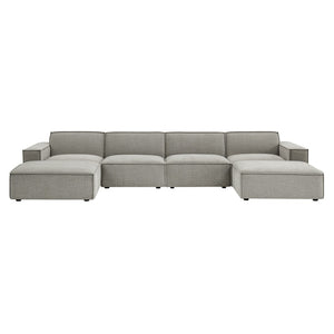 Modway Furniture Restore Modway Six Piece Modular Sectional with Stain Resistant Upholstery for Living Rooms Pewter EEI-7417-PEW