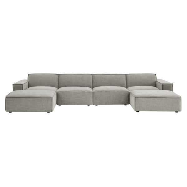 Modway Furniture Restore Modway Six Piece Modular Sectional with Stain Resistant Upholstery for Living Rooms Pewter EEI-7417-PEW