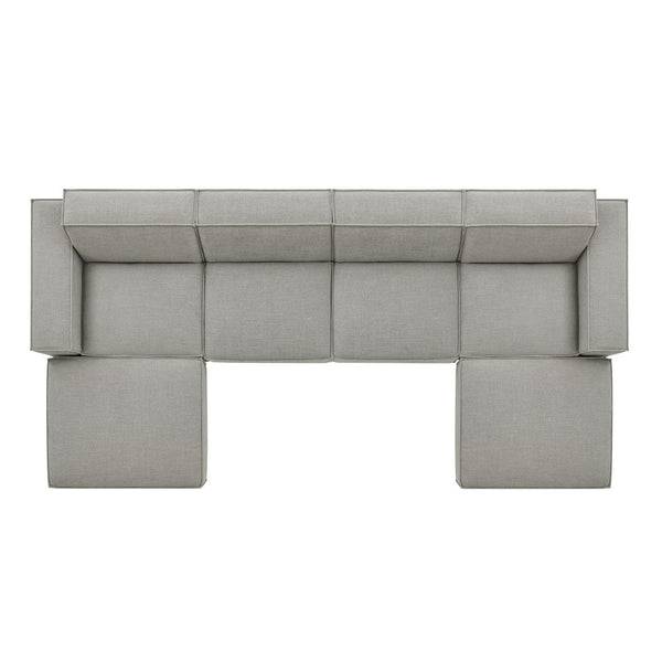 Modway Furniture Restore Modway Six Piece Modular Sectional with Stain Resistant Upholstery for Living Rooms Pewter EEI-7417-PEW