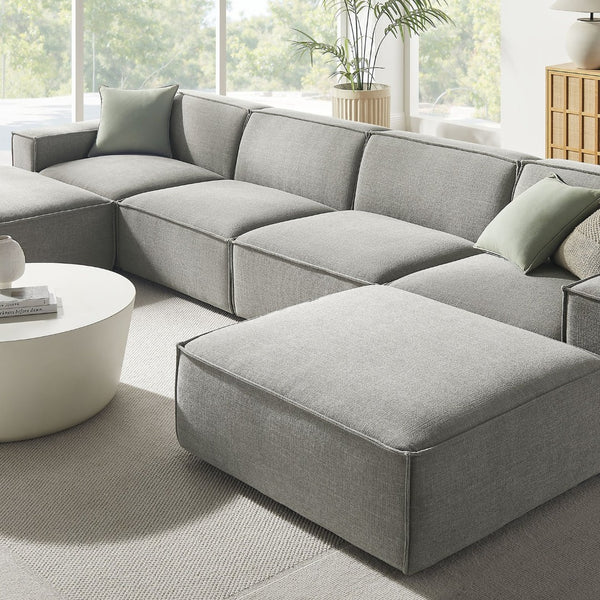 Modway Furniture Restore Modway Six Piece Modular Sectional with Stain Resistant Upholstery for Living Rooms Pewter EEI-7417-PEW
