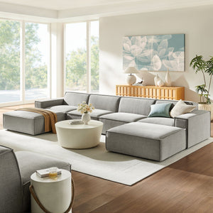 Modway Furniture Restore Modway Six Piece Modular Sectional with Stain Resistant Upholstery for Living Rooms Pewter EEI-7417-PEW