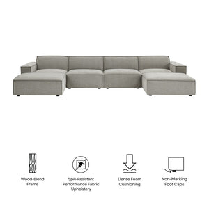 Modway Furniture Restore Modway Six Piece Modular Sectional with Stain Resistant Upholstery for Living Rooms Pewter EEI-7417-PEW