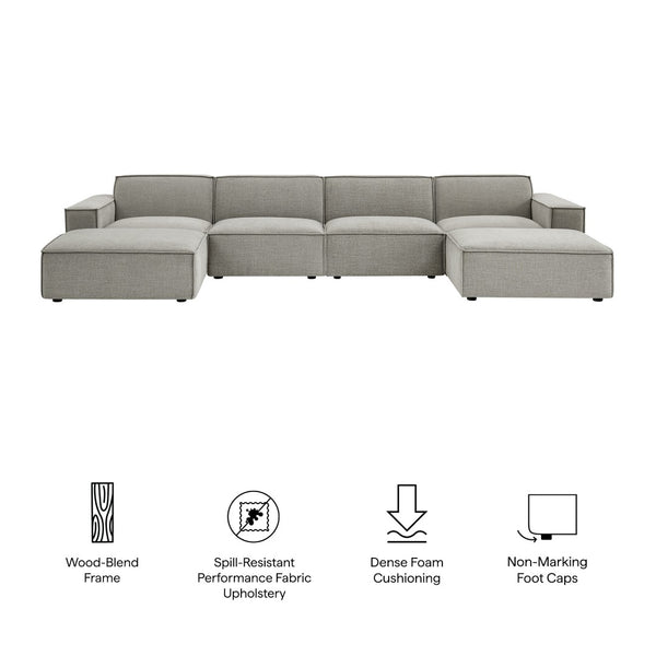 Modway Furniture Restore Modway Six Piece Modular Sectional with Stain Resistant Upholstery for Living Rooms Pewter EEI-7417-PEW