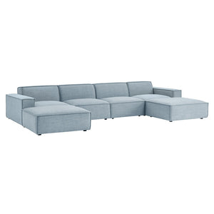 Modway Furniture Restore Modway Six Piece Modular Sectional with Stain Resistant Upholstery for Living Rooms Sky EEI-7417-SKY