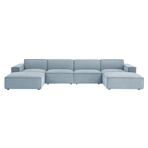 Modway Furniture Restore Modway Six Piece Modular Sectional with Stain Resistant Upholstery for Living Rooms Sky EEI-7417-SKY