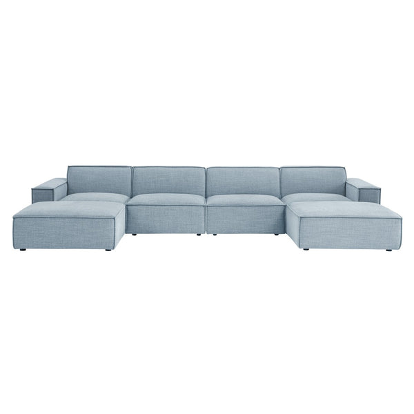 Modway Furniture Restore Modway Six Piece Modular Sectional with Stain Resistant Upholstery for Living Rooms Sky EEI-7417-SKY