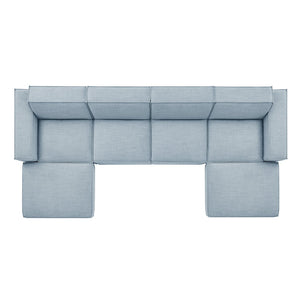 Modway Furniture Restore Modway Six Piece Modular Sectional with Stain Resistant Upholstery for Living Rooms Sky EEI-7417-SKY