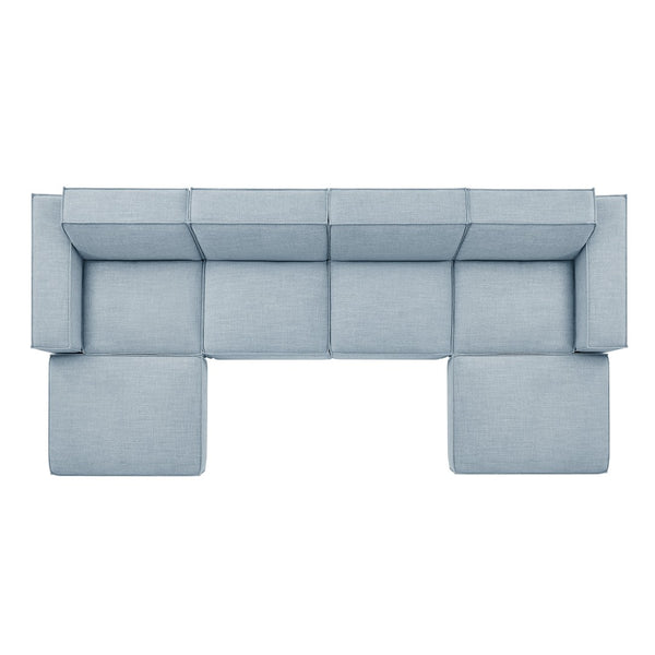 Modway Furniture Restore Modway Six Piece Modular Sectional with Stain Resistant Upholstery for Living Rooms Sky EEI-7417-SKY