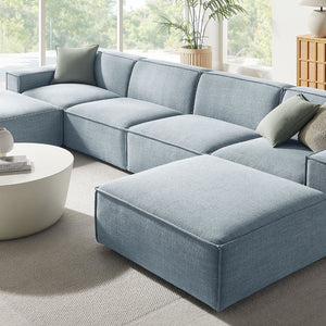 Modway Furniture Restore Modway Six Piece Modular Sectional with Stain Resistant Upholstery for Living Rooms Sky EEI-7417-SKY