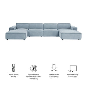 Modway Furniture Restore Modway Six Piece Modular Sectional with Stain Resistant Upholstery for Living Rooms Sky EEI-7417-SKY