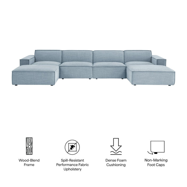 Modway Furniture Restore Modway Six Piece Modular Sectional with Stain Resistant Upholstery for Living Rooms Sky EEI-7417-SKY