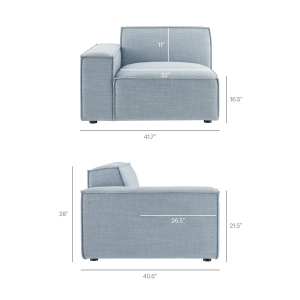 Modway Furniture Restore Modway Six Piece Modular Sectional with Stain Resistant Upholstery for Living Rooms Sky EEI-7417-SKY
