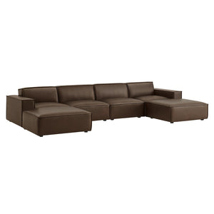 Modway Furniture Restore Modway 6 Piece Vegan Leather Sectional with Pocket Coil Seating for Living Rooms Espresso EEI-7418-ESP