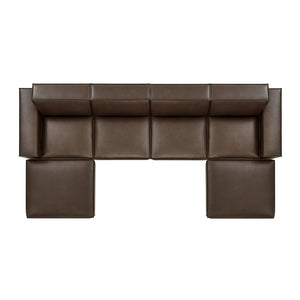 Modway Furniture Restore Modway 6 Piece Vegan Leather Sectional with Pocket Coil Seating for Living Rooms Espresso EEI-7418-ESP
