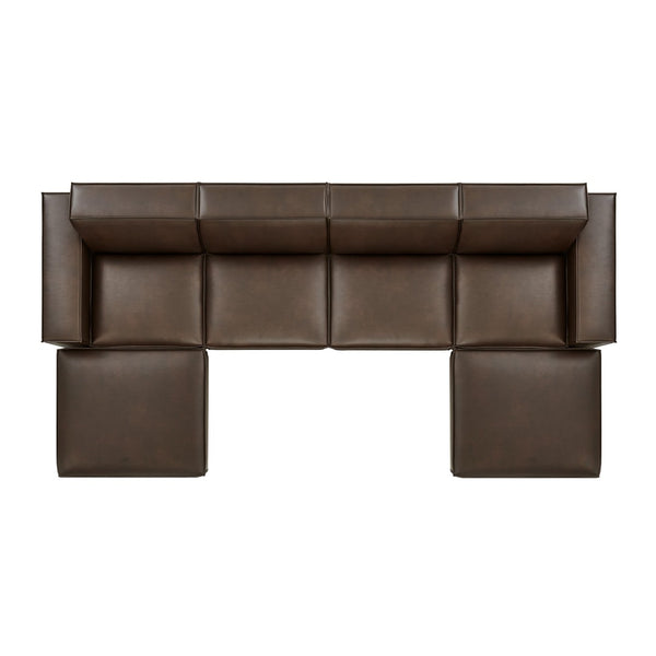 Modway Furniture Restore Modway 6 Piece Vegan Leather Sectional with Pocket Coil Seating for Living Rooms Espresso EEI-7418-ESP