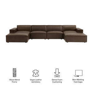Modway Furniture Restore Modway 6 Piece Vegan Leather Sectional with Pocket Coil Seating for Living Rooms Espresso EEI-7418-ESP