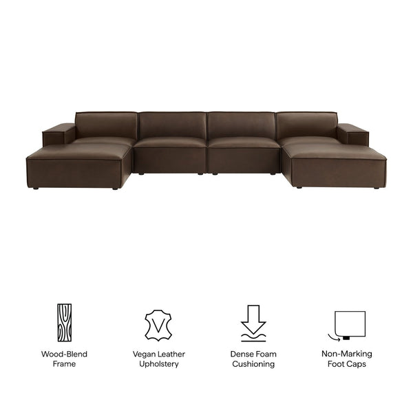Modway Furniture Restore Modway 6 Piece Vegan Leather Sectional with Pocket Coil Seating for Living Rooms Espresso EEI-7418-ESP