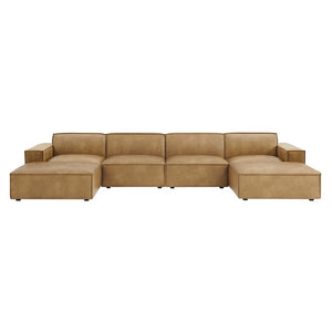 Modway Furniture Restore Modway 6 Piece Vegan Leather Sectional with Pocket Coil Seating for Living Rooms Toast EEI-7418-TST