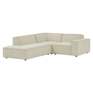 Modway Furniture Restore Modular L-shaped Sectional with French Piping and Stain-resistant Fabric Ecru EEI-7419-ECR