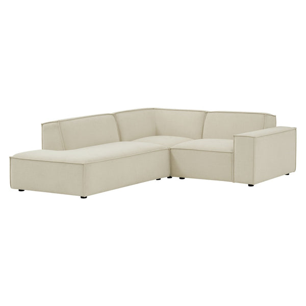 Modway Furniture Restore Modular L-shaped Sectional with French Piping and Stain-resistant Fabric Ecru EEI-7419-ECR