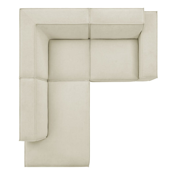 Modway Furniture Restore Modular L-shaped Sectional with French Piping and Stain-resistant Fabric Ecru EEI-7419-ECR