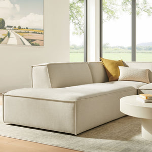 Modway Furniture Restore Modular L-shaped Sectional with French Piping and Stain-resistant Fabric Ecru EEI-7419-ECR