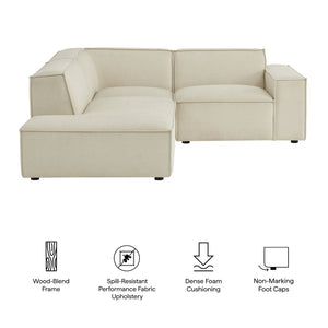 Modway Furniture Restore Modular L-shaped Sectional with French Piping and Stain-resistant Fabric Ecru EEI-7419-ECR