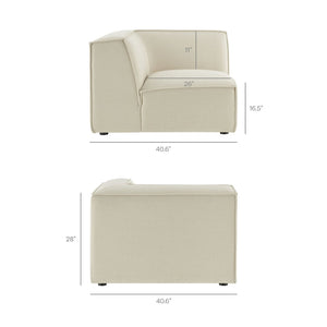 Modway Furniture Restore Modular L-shaped Sectional with French Piping and Stain-resistant Fabric Ecru EEI-7419-ECR