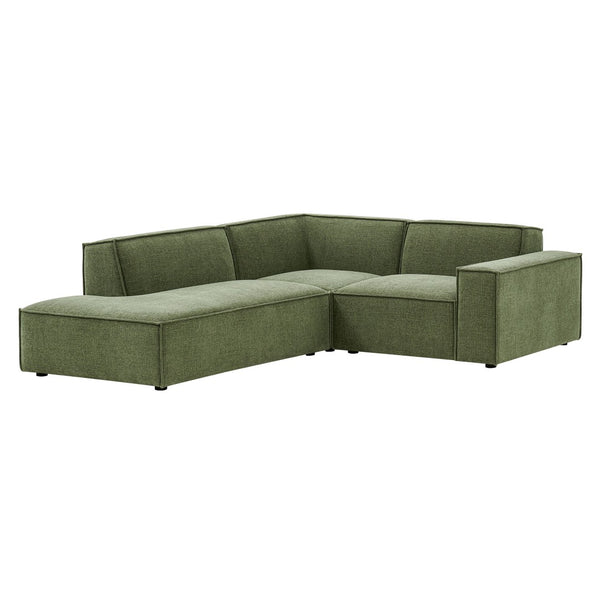 Modway Furniture Restore Modular L-shaped Sectional with French Piping and Stain-resistant Fabric Foliage EEI-7419-FOL