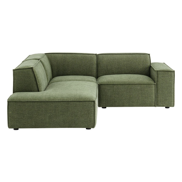 Modway Furniture Restore Modular L-shaped Sectional with French Piping and Stain-resistant Fabric Foliage EEI-7419-FOL