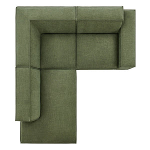 Modway Furniture Restore Modular L-shaped Sectional with French Piping and Stain-resistant Fabric Foliage EEI-7419-FOL