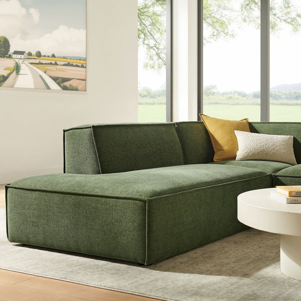 Modway Furniture Restore Modular L-shaped Sectional with French Piping and Stain-resistant Fabric Foliage EEI-7419-FOL