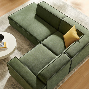 Modway Furniture Restore Modular L-shaped Sectional with French Piping and Stain-resistant Fabric Foliage EEI-7419-FOL
