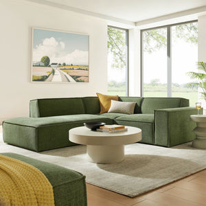 Modway Furniture Restore Modular L-shaped Sectional with French Piping and Stain-resistant Fabric Foliage EEI-7419-FOL