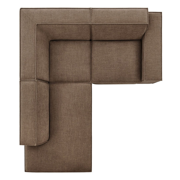 Modway Furniture Restore Modular L-shaped Sectional with French Piping and Stain-resistant Fabric Mocha EEI-7419-MOC