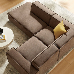 Modway Furniture Restore Modular L-shaped Sectional with French Piping and Stain-resistant Fabric Mocha EEI-7419-MOC
