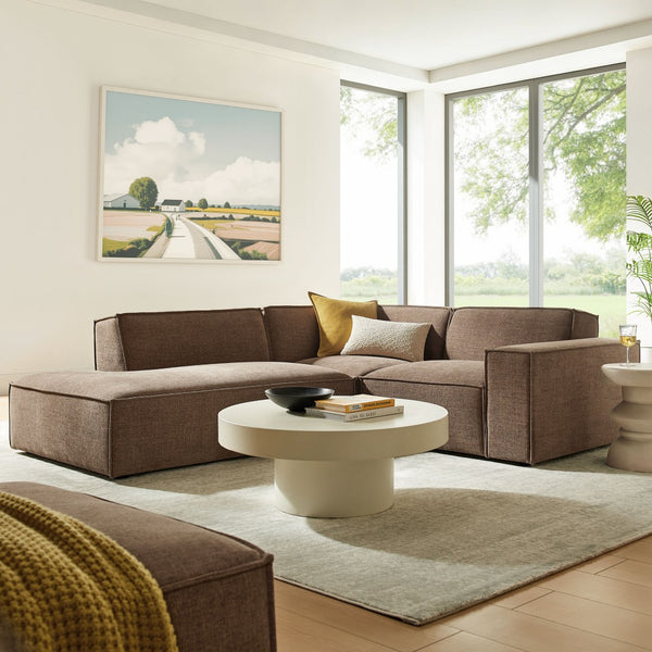 Modway Furniture Restore Modular L-shaped Sectional with French Piping and Stain-resistant Fabric Mocha EEI-7419-MOC