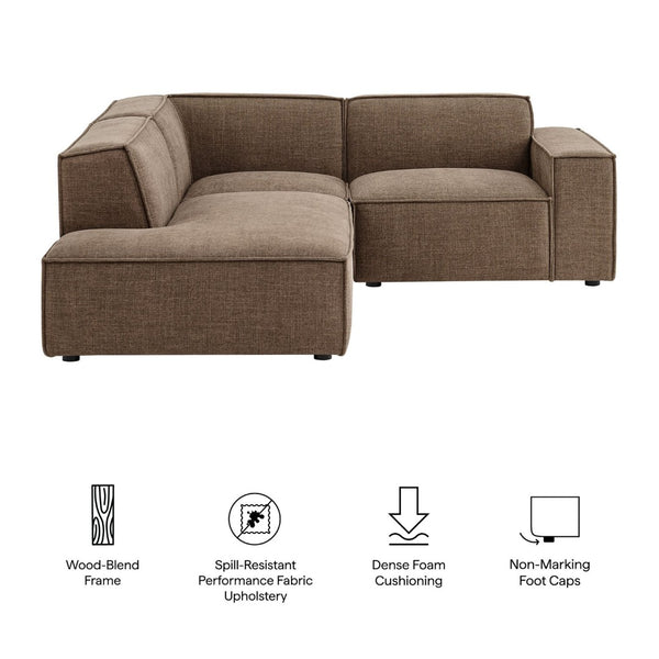 Modway Furniture Restore Modular L-shaped Sectional with French Piping and Stain-resistant Fabric Mocha EEI-7419-MOC