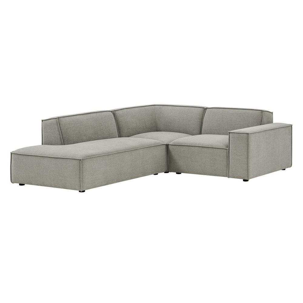Modway Furniture Restore Modular L-shaped Sectional with French Piping and Stain-resistant Fabric Pewter EEI-7419-PEW