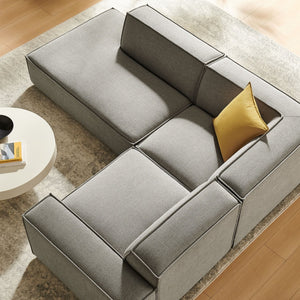 Modway Furniture Restore Modular L-shaped Sectional with French Piping and Stain-resistant Fabric Pewter EEI-7419-PEW