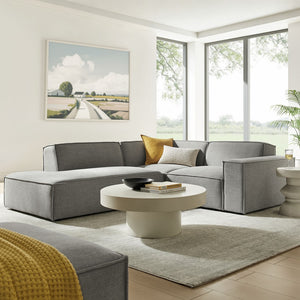 Modway Furniture Restore Modular L-shaped Sectional with French Piping and Stain-resistant Fabric Pewter EEI-7419-PEW