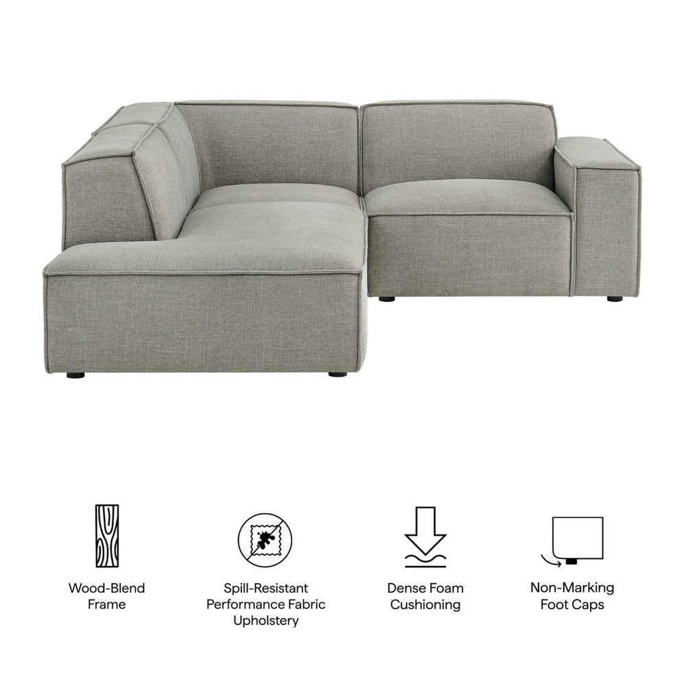 Modway Furniture Restore Modular L-shaped Sectional with French Piping and Stain-resistant Fabric Pewter EEI-7419-PEW