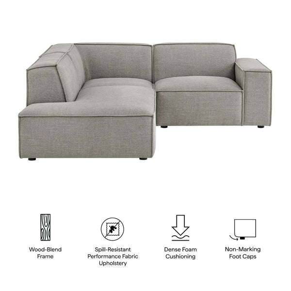 Modway Furniture Restore Modular L-shaped Sectional with French Piping and Stain-resistant Fabric Pewter EEI-7419-PEW