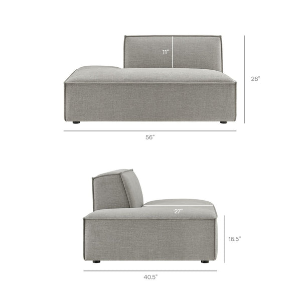 Modway Furniture Restore Modular L-shaped Sectional with French Piping and Stain-resistant Fabric Pewter EEI-7419-PEW