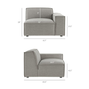 Modway Furniture Restore Modular L-shaped Sectional with French Piping and Stain-resistant Fabric Pewter EEI-7419-PEW