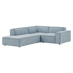 Modway Furniture Restore Modular L-shaped Sectional with French Piping and Stain-resistant Fabric Sky EEI-7419-SKY