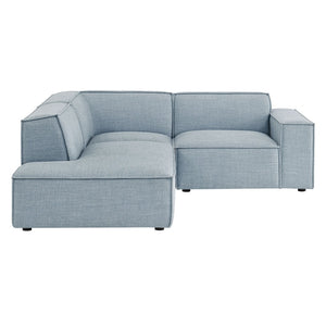 Modway Furniture Restore Modular L-shaped Sectional with French Piping and Stain-resistant Fabric Sky EEI-7419-SKY