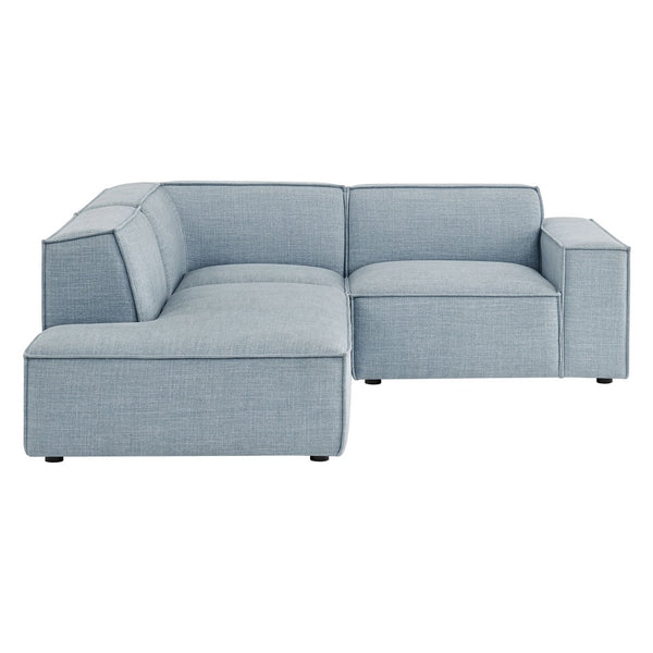 Modway Furniture Restore Modular L-shaped Sectional with French Piping and Stain-resistant Fabric Sky EEI-7419-SKY