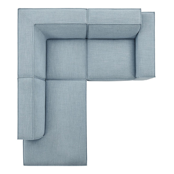 Modway Furniture Restore Modular L-shaped Sectional with French Piping and Stain-resistant Fabric Sky EEI-7419-SKY