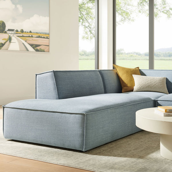 Modway Furniture Restore Modular L-shaped Sectional with French Piping and Stain-resistant Fabric Sky EEI-7419-SKY